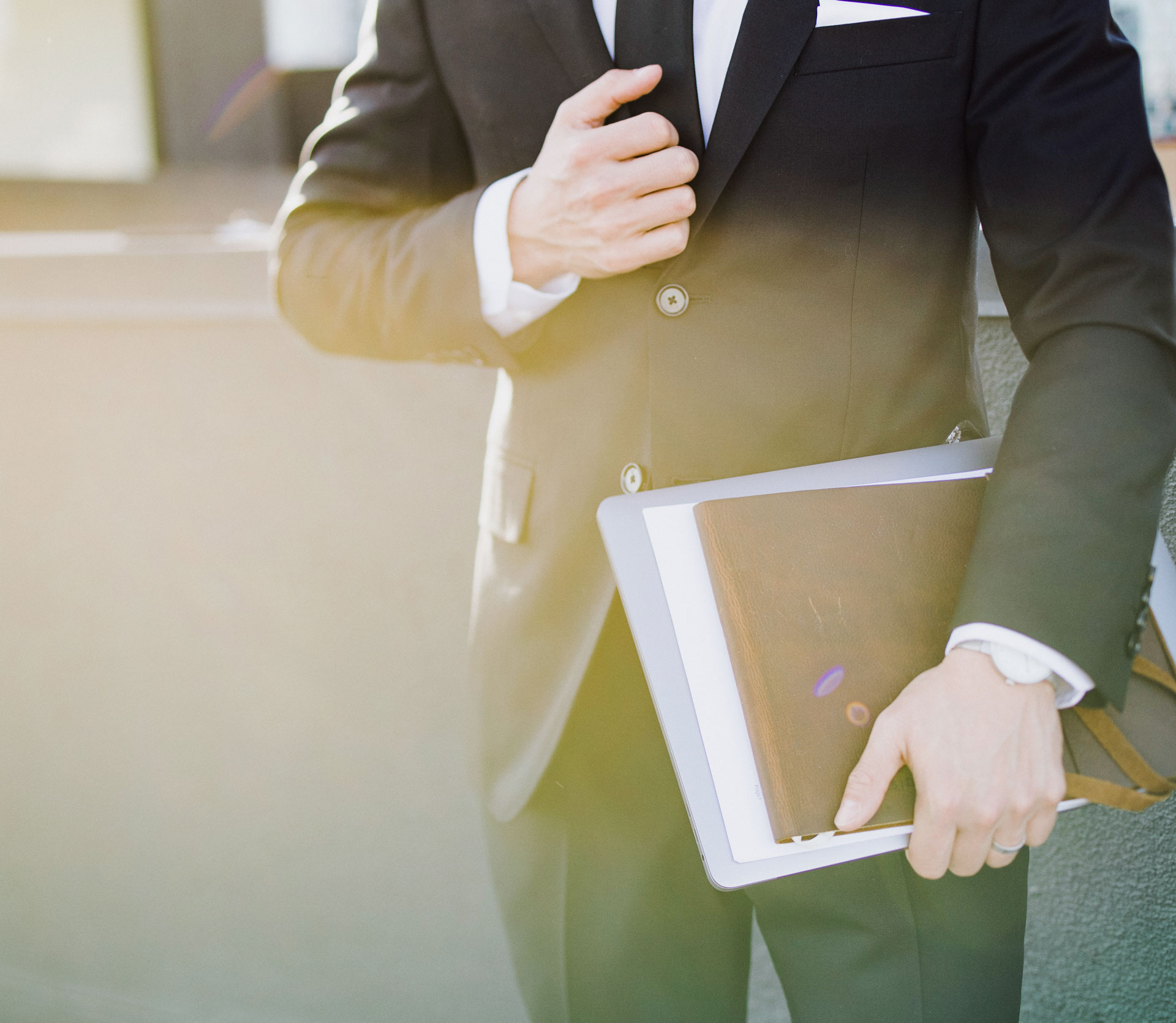 Business man holding folder